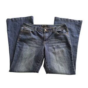 Baccini Womens Size 14 Bootcut Flare Jeans Medium Wash Embellished Stretch Denim